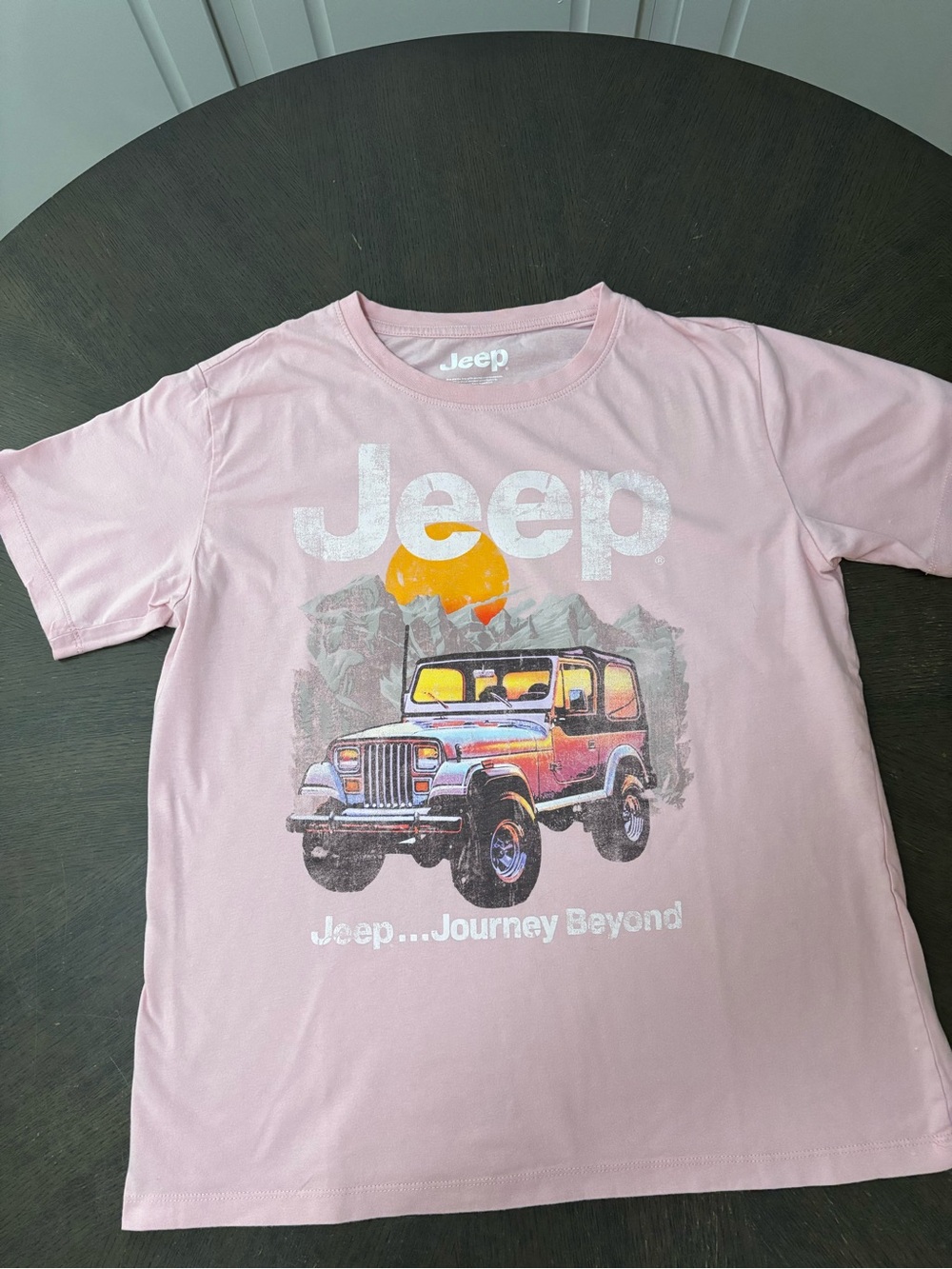 Jeep Pink Tee with Sunset Jeep Graphic